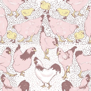 Chicken Scratch in Pale Pink and Yellow 