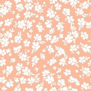 two tone ditsy floral peach white