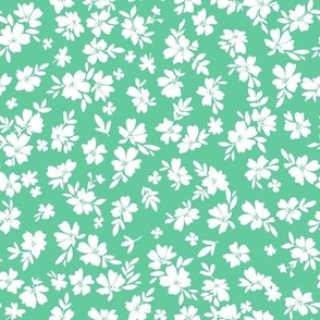 two tone ditsy floral green white