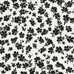 Two tone ditsy floral black on white