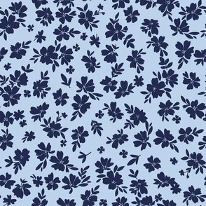 Two tone ditsy floral navy light blue