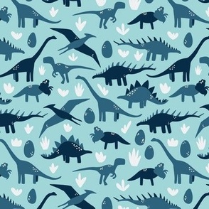 Small - Blue dinosaur kids pattern