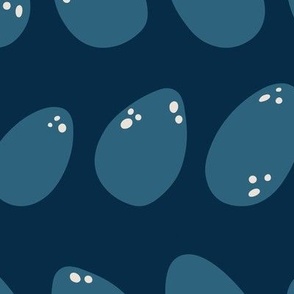 Large - Navy blue dinosaur eggs repeat pattern