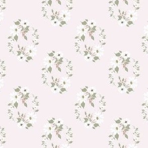 Vintage White Flowers on Light Pink // Regency Little Girl // Mini