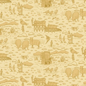 North Sea beach toile de jouy | vanilla yellow | small