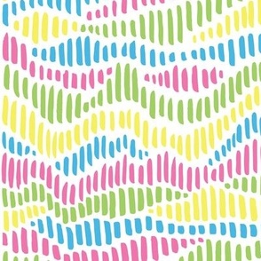 Colorful hand drawn waves of dashes