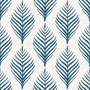 Linen Palm Frond in French Blue - 6 inch repeat