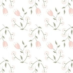 Coral Peach Tulip Wish on White // Regency Little Girl // Mini