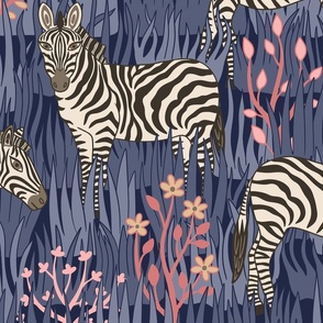 Zebras (24") - blue