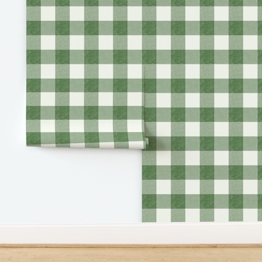 Big Gingham in fern green - 12 inch repeat