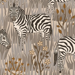 Zebras (24") - warm grey