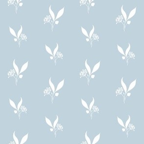 Summertime Sky Blue White Flower Silhouette // Regency Little Girl // Mini