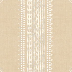 French Linen Stripes Off White Beige Large