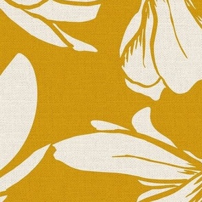 Magnolia Garden Floral - Textured Golden Yellow Ivory Jumbo 
