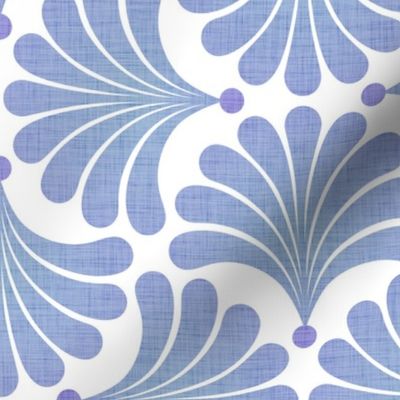 Dreamy Flower Bed- Minimalist Geometric Floral Wallpaper- Art Deco Flowers- Petal Cotton Solid Coordinate Sky Blue and Lilac- Pastel Colors- Soft Blue- Periwinkle- Small
