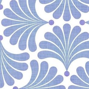 Dreamy Flower Bed- Minimalist Geometric Floral Wallpaper- Art Deco Flowers- Petal Cotton Solid Coordinate Sky Blue and Lilac- Pastel Colors- Soft Blue- Periwinkle- Small