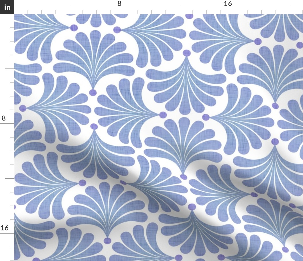 Dreamy Flower Bed- Minimalist Geometric Floral Wallpaper- Art Deco Flowers- Petal Cotton Solid Coordinate Sky Blue and Lilac- Pastel Colors- Soft Blue- Periwinkle- Small