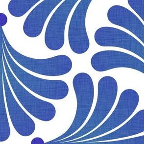 Dreamy Flower Bed- Minimalist Geometric Floral Wallpaper- Art Deco Flowers- Monochromatic- Minimalist- Blue- Bright Blue- Nautical- Seashells- Summer- Coastal- Medium