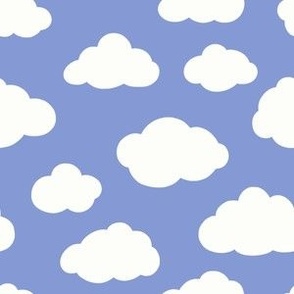 Fluffy wooly clouds on indigo sky - 6" repeat