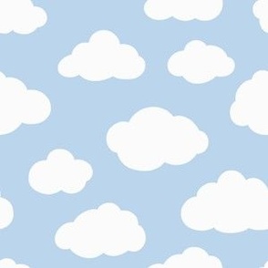 Fluffy wooly clouds on baby blue sky - 6" repeat