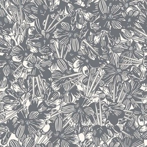 Field of Crocus Blooms - Grey