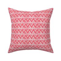 Smaller Scale Tribal Triangle ZigZag Stripes White on Watermelon