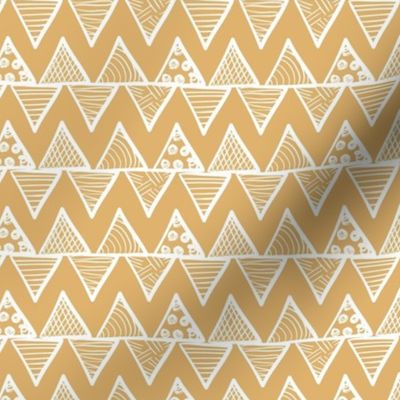 Smaller Scale Tribal Triangle ZigZag Stripes White on Honey