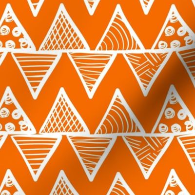 Bigger Scale Tribal Triangle ZigZag Stripes White on Carrot