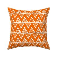 Bigger Scale Tribal Triangle ZigZag Stripes White on Carrot