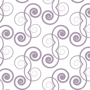 Violet Purple Swirls and Curls on White