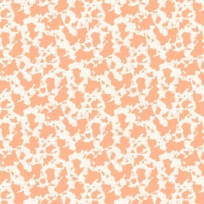 Cow Print in Peach on a Textured White Background - Small