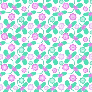 Pink clover ditzy  repeating pattern 