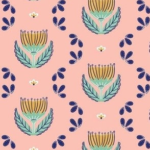 Folk Art Floral | MED Scale | Pink, Yellow, Blue, Green
