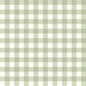 Gingham Light Green Off White