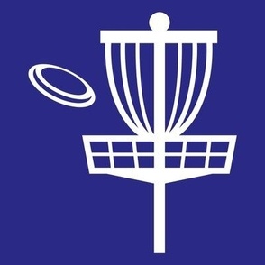 Disc Golf Basket & Disc Silhouette - Dark Blue & White
