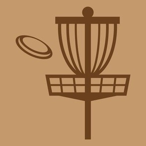  Disc Golf Basket & Disc Silhouette - Brown & Tan 