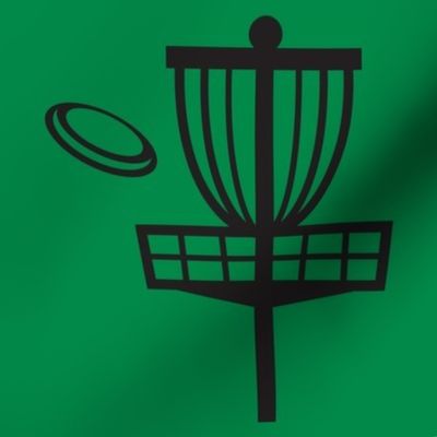  Disc Golf Basket & Disc Silhouette - Dark Green & Black