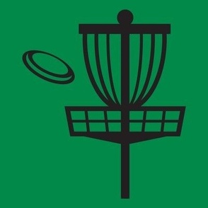  Disc Golf Basket & Disc Silhouette - Dark Green & Black