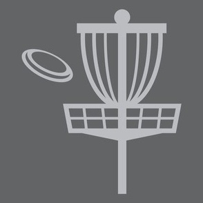  Disc Golf Basket & Disc Silhouette - Medium & Light Gray 
