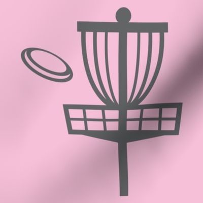  Disc Golf Basket & Disc Silhouette - Pink & Gray