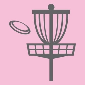  Disc Golf Basket & Disc Silhouette - Pink & Gray