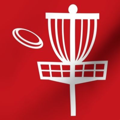  Disc Golf Basket & Disc Silhouette - Red & White