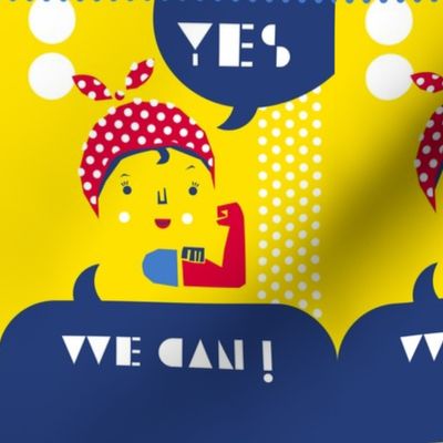 Yes We Can- International Women's Day Wall Hanging- Rosie The Riveter- We Can Do It- Feminist- Feminism- Women's Rights- Girl Power- 6 inches wide-  Small