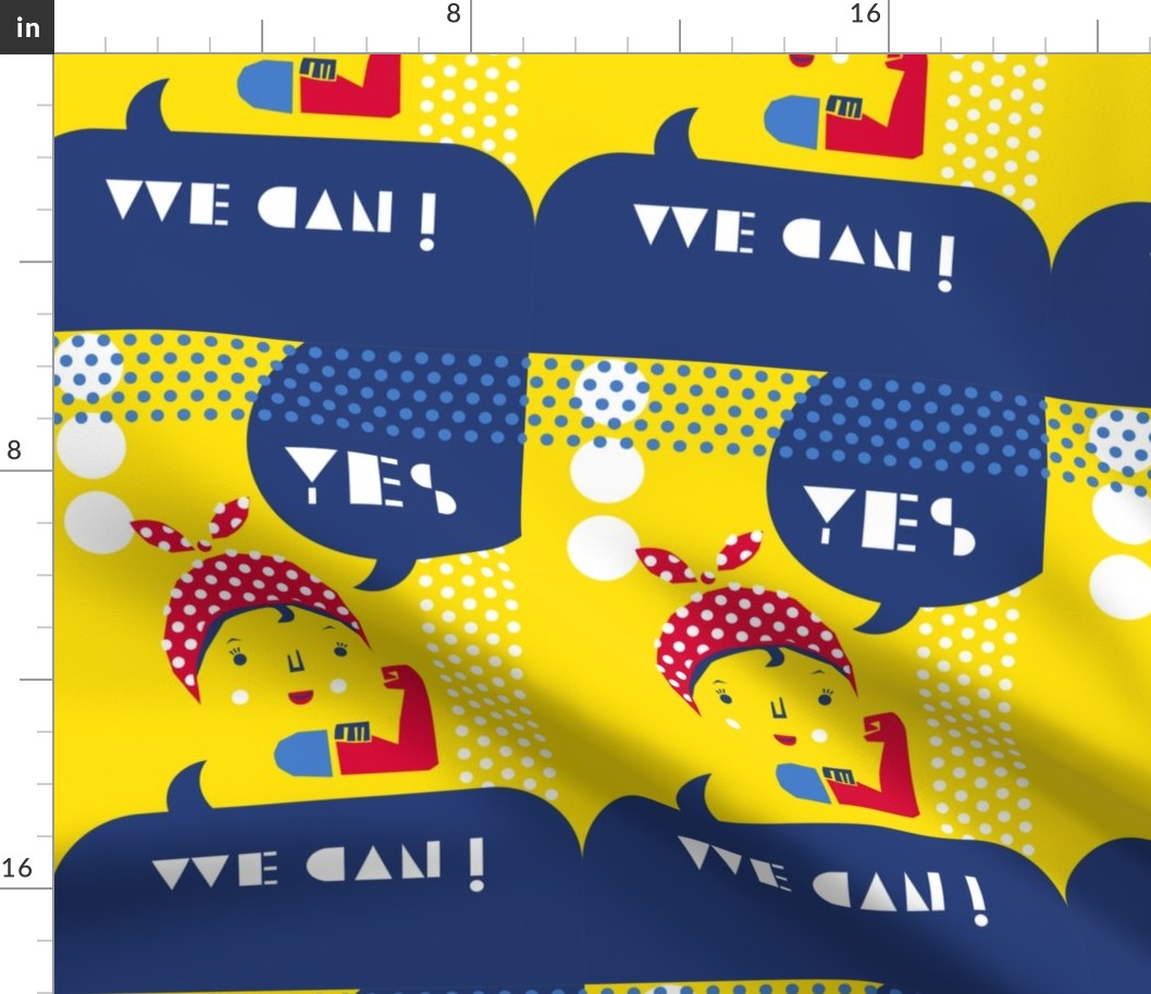 Yes We Can- International Women's Day Wall Hanging- Rosie The Riveter- We Can Do It- Feminist- Feminism- Women's Rights- Girl Power - 9 inches wide- Medium