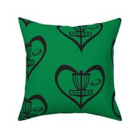  HEART - Love Disc Golf with Disc and Basket Silhouette - Dark Green & Black