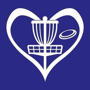  HEART - Love Disc Golf with Disc and Basket Silhouette - Dark Blue & White