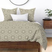 Rustic Linen Honeycomb Pattern Olive Green And Beige