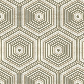 Rustic Linen Honeycomb Pattern Olive Green And Beige