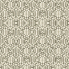 Rustic Linen Honeycomb Pattern Olive Green And Beige Smaller Scale