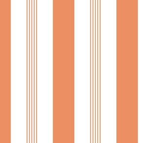 classic stripe - large and thin peach stripes on white - salmon stripe wallpaper and fabric